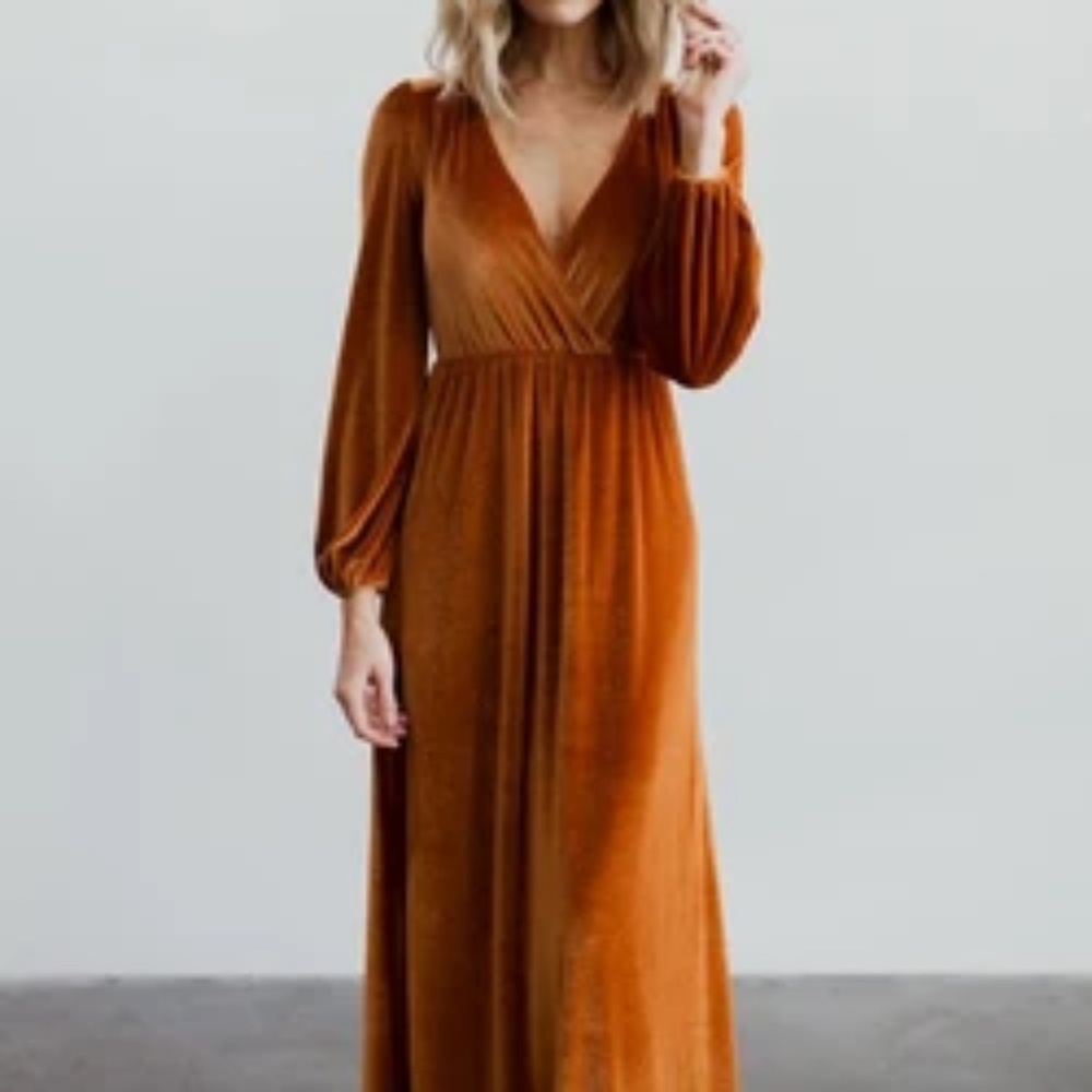Baltic Born Rust Orange Velvet Maxi Dress